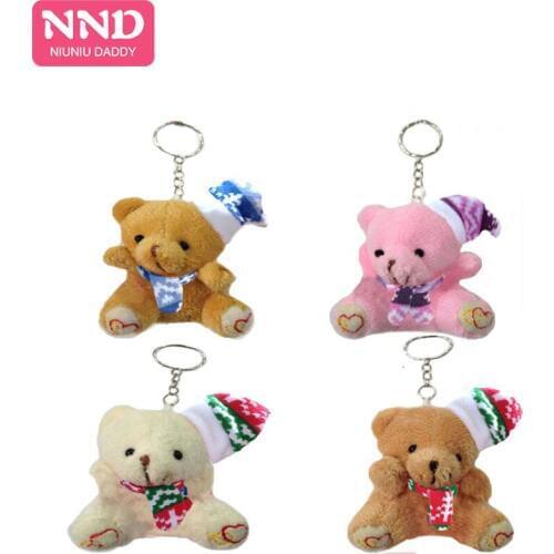 5.5cm plush Christmas bear keychain Plush toys with 4 colors wholesale 40pcs/lot