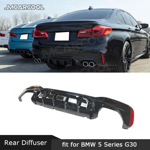 ABS Rear Bumper Lip Diffuser Spoiler Stainless Steel Exhaust Tips For BMW 5 Series G30 G38 M Sport 2017-2020 M5 Style