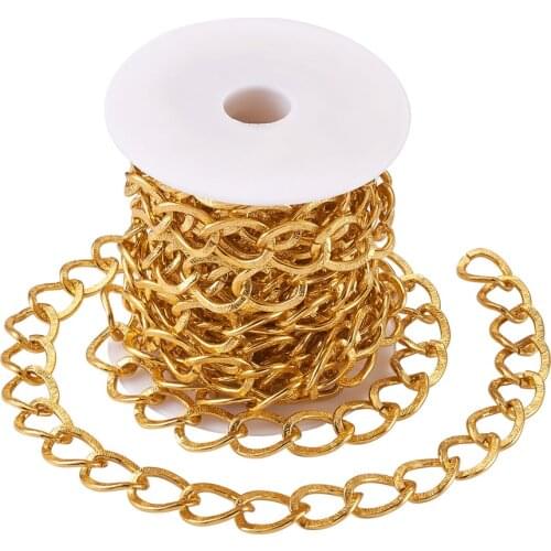 5m Aluminium Twisted Chain roll Unwelded Curb Chains for Bracelet Necklace Jewelry Making Black Golden Silver Color 20x15x1.8mm