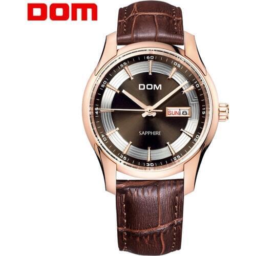 DOM Brand Watch Business Fashion Waterproof Leather Belt Watch Jinggang Double Calendar Mens Watch M-517GL-7M