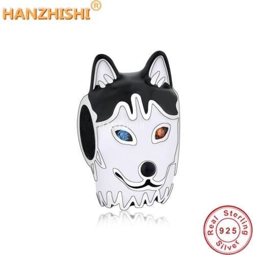 2021 Animal Series 925 Sterling Silver Wolf Head Shape Charms Beads Fit Original Pandora Charm Bracelet DIY Jewelry