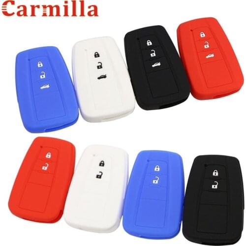 Carmilla Silicone Car Key Fob Cover Case for Toyota C-HR CHR Camry Prius Prado 2016 - 2020 2 3 Buttons Remote Keyless Protector