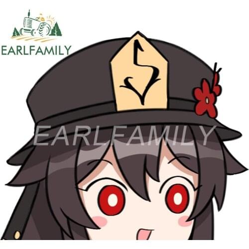 EARLFAMILY 13cm x10.9cm for Hu Tao Car Stickers Creative Fashionable Decals Vehicle Refrigerator Motorcycle Decor Car Goods