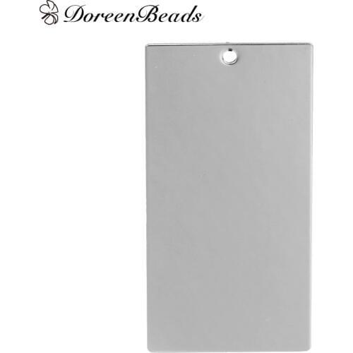 DoreenBeads Stainless Steel Blank Stamping Tags Pendants Rectangle dull silver color 70mm(2 6/8") x 35mm(1 3/8"), 5 PCs