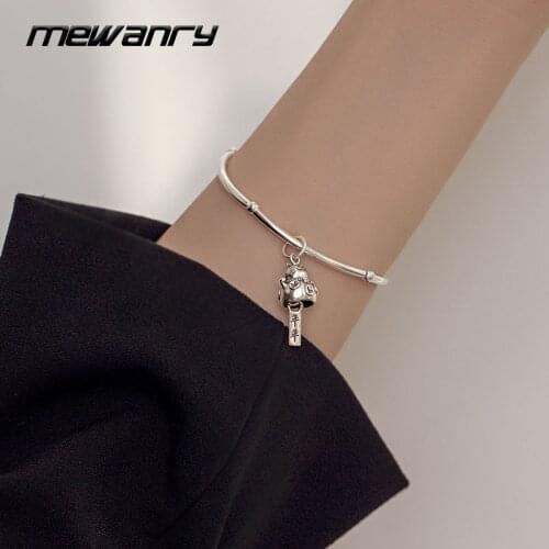 Mewanry 925 Sterling Silver Bracelet for Women New Trend Charm Sweet Couples Creative Cute Lucky Cat Pendant Party Jewelry Gifts