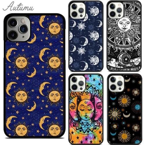 Fashion Sun Moon Face Phone Case for iPhone 11 12 Pro Max mini X XR XS SE 2020 5 6 7 8 Plus Samsung Galaxy S8 S9 S10 Cover shell