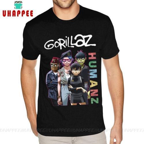 Custom The Ape Of Music Gorillaz Humanz T Shirt Mens Top Quality Short Sleeves Pure Cotton Black O Neck Tees Shirt