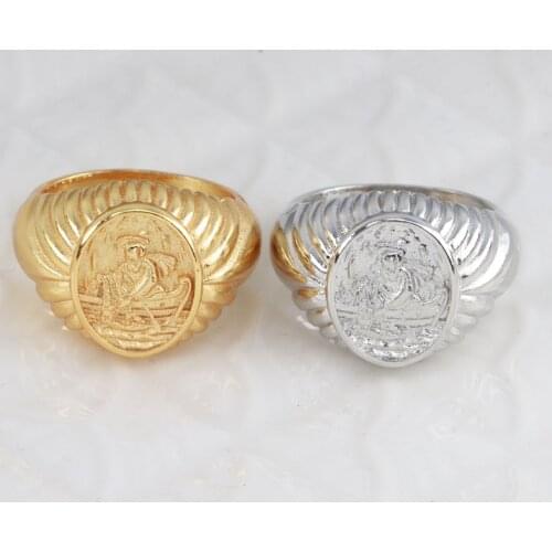 Retro Male Rings Carving Fisherman Boatman Grandpa Charm Unique Jewelry For Wedding Anniversary Party Punk Viking Golden Ring