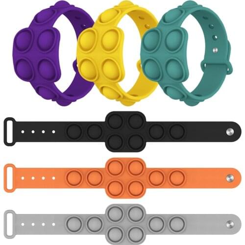 Soft Silicone Stress Reliever Wristband Rainbow Push Bubble Fidget Bracelet Sensory Squishy Squeeze Anti-stress Bracelet Gifts