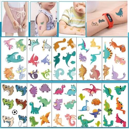 1 Sheet Cute Dinosaur Tattoo Stickers Children Body Art Cartoon Kawaii Kids Stationery Sticker