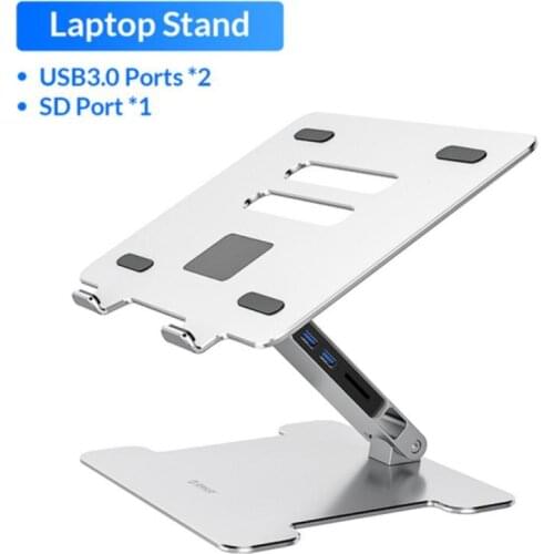 2021 New Laptop Stand With 2 Port USB3.0 Adjustable Aluminum Alloy Notebook Stand Compatible With 10-15.6 Inch Laptop Holder