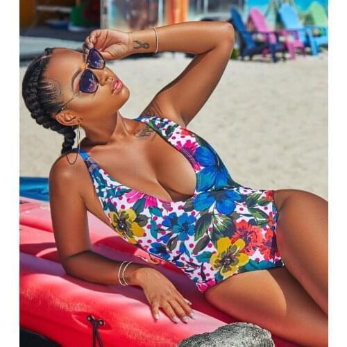 2021 Summer New Sexy Colorful Print Women Swimwear One Piece Swimsuit Female Bather Bathing Suit Women