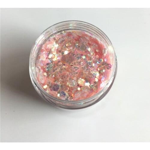 New Opal Pink Rainbow Color Mixed Hexagon Shaped Chunky Glitter Powder Sequin For Women Nails Art DIY Body Eye Shadow Decoration