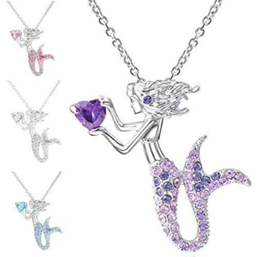 1pc Mermaid Pendants necklace Vintage Fairytale Ocean Sea Necklaces Women Girl Clavicular Chain Beach Jewelry Accessories Choker