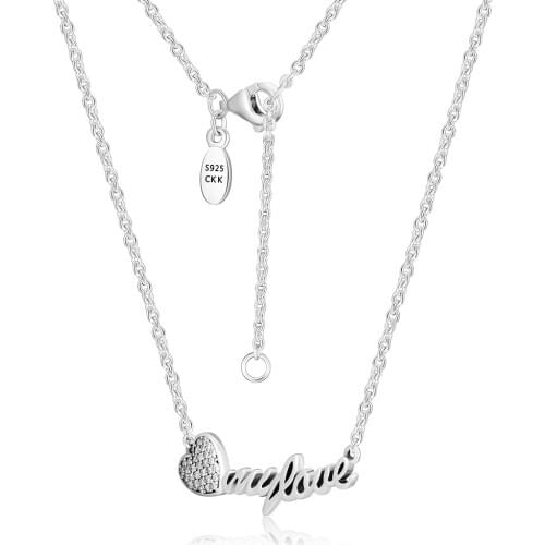 Signature of My love Necklaces 100% 925 Sterling Silver Jewelry with Clear CZ Free Shipping