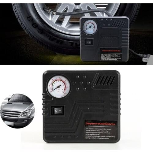 Handheld 12V Air Compressor Mini Tire Inflator Equipment with Pressure Gauge Meter for Car Motorcycle Bicycle F19A