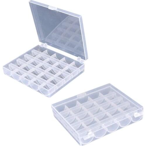Transparent 25 Slots Bobbins Spools Box Machine Bobbin Organizer Storage Case Sewing Crafts Accessories