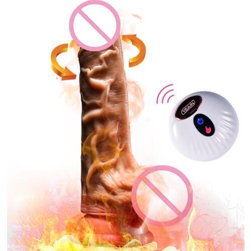 Realistic Dildo with Remote Vibrator Powerful Vibrating Dildo 360° Rotating Heating Fake Penis Sex Toy for Vaginal G Spot Anal