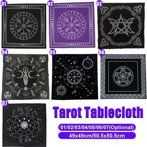50.5x50.5cm Tarot Tablecloth Triple Moon Pentagram Pagan Altar Tarot Cloth Flannel For Board Game Entertainment