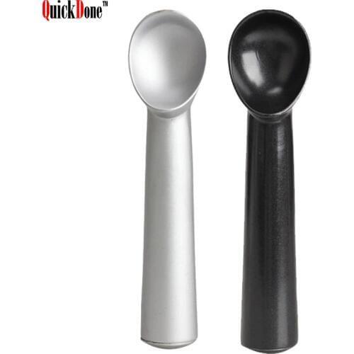 QuickDone Ice Cream Scoop Ice Ball Maker Non-Stick Anti-Freeze 18cm Silver Black Deluxe Metal Kitchen Scoop AKC5016