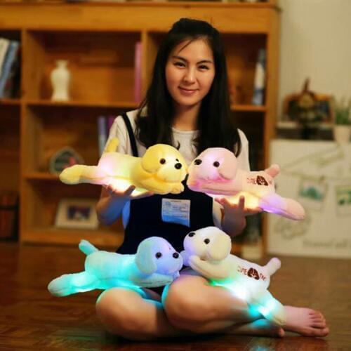Glowing Luminous Cute Lovely Small Dog Stuffed Animals Plush Toys Squat Children Girls Girlfriend Birthday Gift Doll Pillow Toys