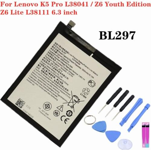 High Quality 4050mAh BL297 Battery For Lenovo K5 Pro L38041 / Z6 Youth Edition / Z6 Lite L38111 6.3 inch Phone Battery + Tools