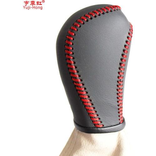 Yuji-Hong Car Gear Covers Case for SKODA Octavia 2009 Manual Shift Collars Hand-stitched Car Styling Genuine Leather Cover