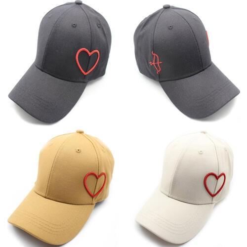 Women Men Unisex Hip Hop Kpop Bboy Snapback Baseball Cap Embroidery Heart Sun Visor Dad Hat Dancing Sport Caps Adjustable