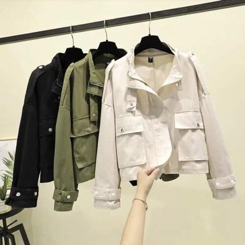 2021 Autumn New Women Jacket Long Sleeve Casual Plus Size Windbreaker Female Short Oversize Loose Basic Coat Fashion Outerwear