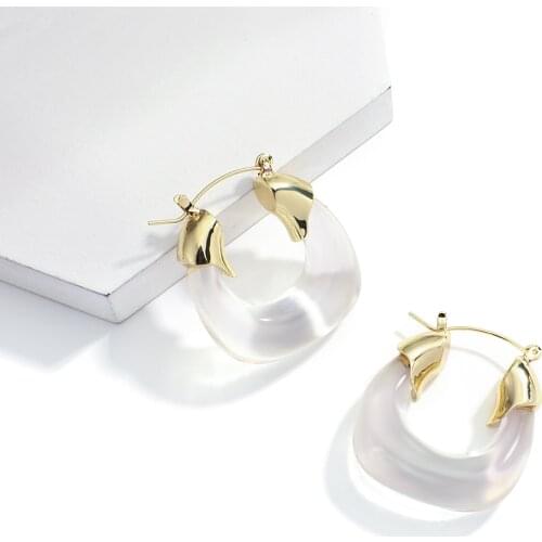 AENSOA Transparent Resin Geometric Circle Earrings for Women Unusual Statement Hoop Earring Fashion Party Jewelry Accessories