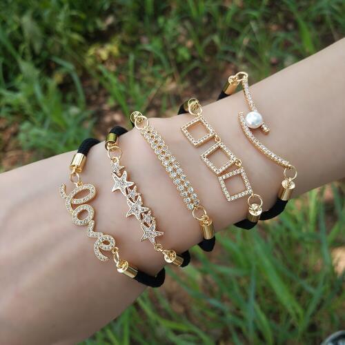Adjustable Zircon Love Bracelet for Women liefde armband Black Rope String Star Square Pearl Bracelets For Girls Jewelry Gifts