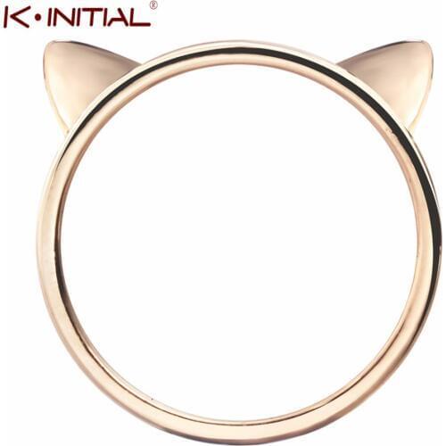 Kinitial New Fashion Cat Head Ring Cute Small Animal Cute Kitty Cat Ear Rings for Women Gift Jewelry Wholesale