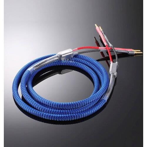 1Pcs MPS fever C-400 oxygen-free copper 5N audio speaker cable hifi surround cable 4 square banana Y plug power amplifier 1m