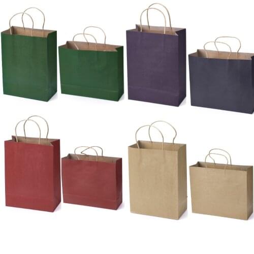 10pc DIY Multicolors kraft paper bag with handles Festival gift bag Fashion shopping bags Gift packing bag Decoration bags