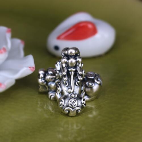 100% 3D 999 Silver Fengshui Pixiu Beads Pure Silver Lucky Beast Jewelry Beads Wealth Pixiu Beads Good for wealth