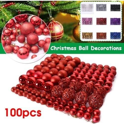 100pcs Colorful Christmas Tree Decoration Ball Bauble Xmas Party Hanging Ball Ornaments Decorations for Home New Year Navidad