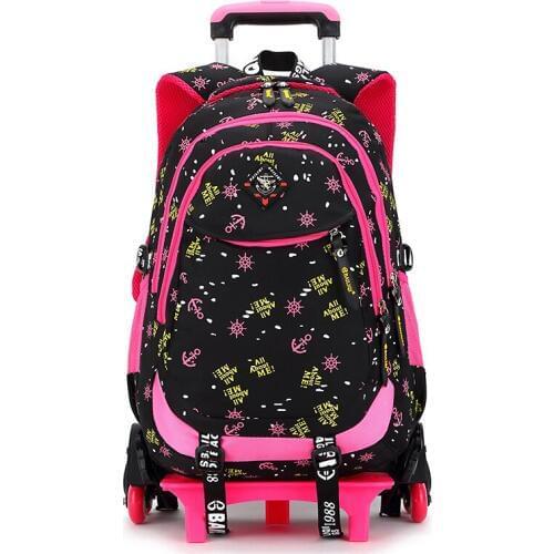 2/6 Wheels high quality girls trolley backpack schoolbag orthopedic bags for children trolley school bag Boys Backpack Shoulders