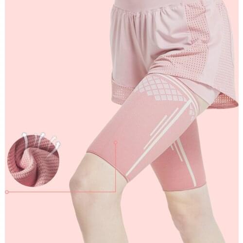 2PCS Women Girls Thigh Protector Nylon Compression Sleeve Pink Thigh Support Sore Quads Upper Leg Cramps Pain Relief Leg Sleeves