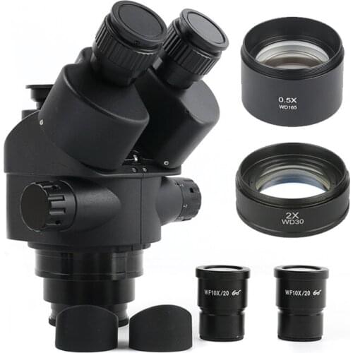 2019 Black 3.5X-90X 7X-45X Simul-Focal Trinocular Microscope Zoom Stereo Microscope Head +0.5x 2.0x Auxiliary Lens