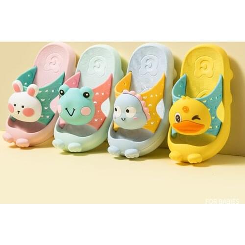 3D Cartoon Animal Slippers For Toddler Kids Baby Boys Girls Beach Shoes Non-slip Shower Slippers Eva Soft Sole Children Sandals