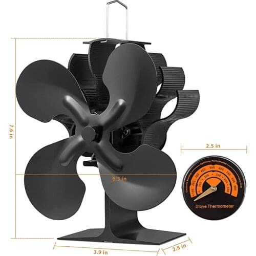 4 Blade wood combustion stove fireplace fan - improved pybbo silent motor thermal power supply circulating heating / heating air