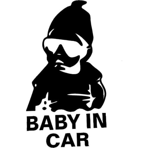 8.5*15.6CM BABY IN CAR Cool Boy Personality Car Stickers Vinyl Motorcycle Car Styling Decal Black/Silver C9-0004