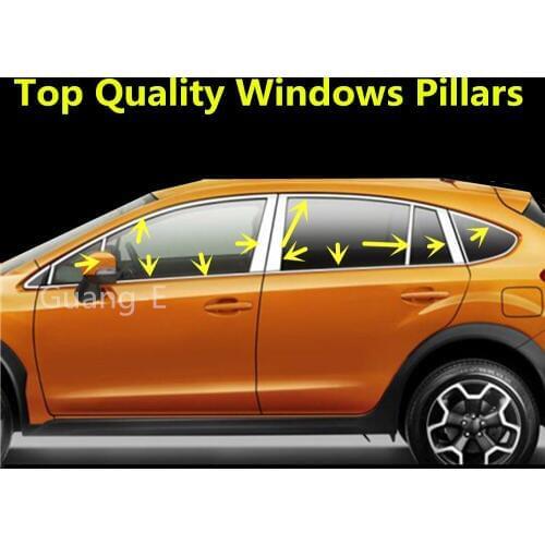 Car Stick Stainless Steel Glass Window Garnish Pillar Middle Column Strip Trim For Subaru XV 2012 2013 2014 2015 2016 2017