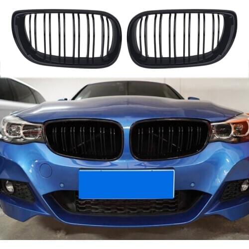 Car Style Dual Slat Front Grille Gloss Black Bumper Grille Racing Grills For BMW E46 4 Door 4D 3 Series 2002-2005 Car Exterior