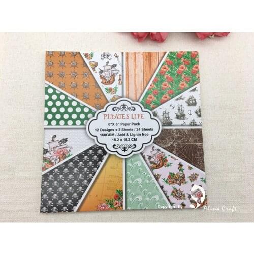 AlinaCraft 24 sheet 6"X6" pirates life Scrapbooking patterned paper pack handmade craft paper craft Background pad