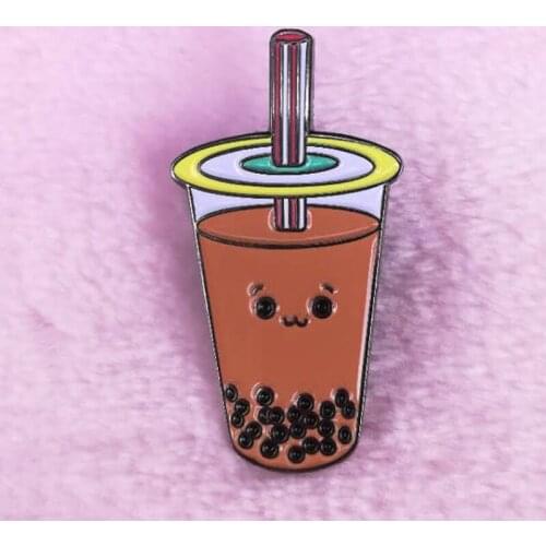 Tea enamel pin Asian culture milk tea drink fans must have collection