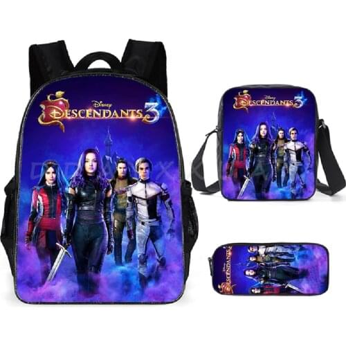 Hot Descendants Children backpack kids Schoolbag beautiful Popular pattern boys girls Backpack 16 inch 3pcs / sets