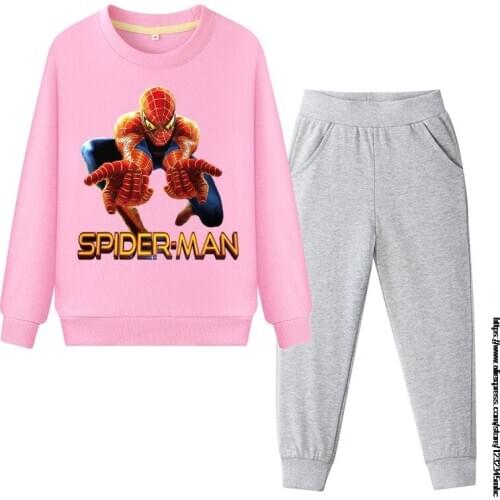 Disney Spring SpiderMan Clothing Kids Hoodies Pants 2Pcs Set Girls SportSuits Toddler Boys Tracksuits
