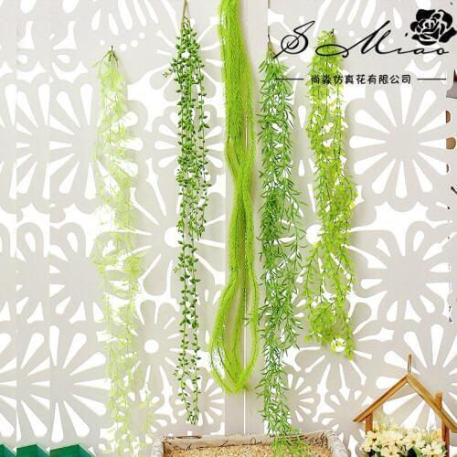 DIY 85cm Artificial Flowers Simulation Vine Hanging Garland Plant Green Leaves Wedding Home Garden Decoration Wall Hanging Cane