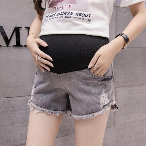 Maternity Jeans shorts Summer Maternity pant Pregnant Belly Button Clothes Denim Pant Maternity Hole Pregnancy Jeans shorts